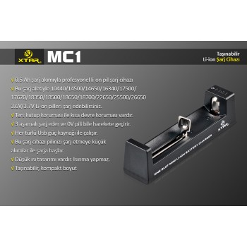 XTAR MC1 UNIVERSAL  LI-ON PİL ŞARJ CİHAZI 