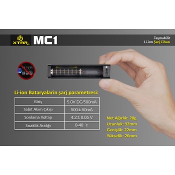 XTAR MC1 UNIVERSAL  LI-ON PİL ŞARJ CİHAZI 